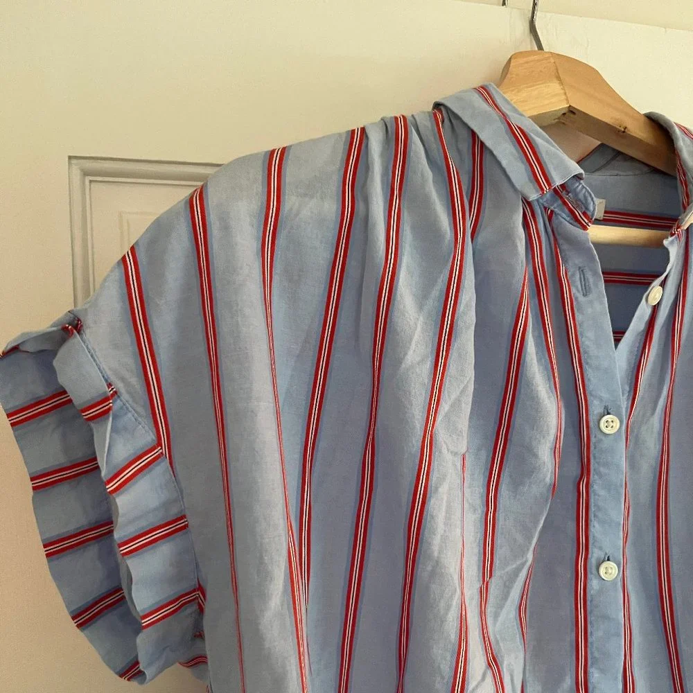 Madewell Striped Button Down Short Sleeve Shirt - XS - Picture 2 of 9